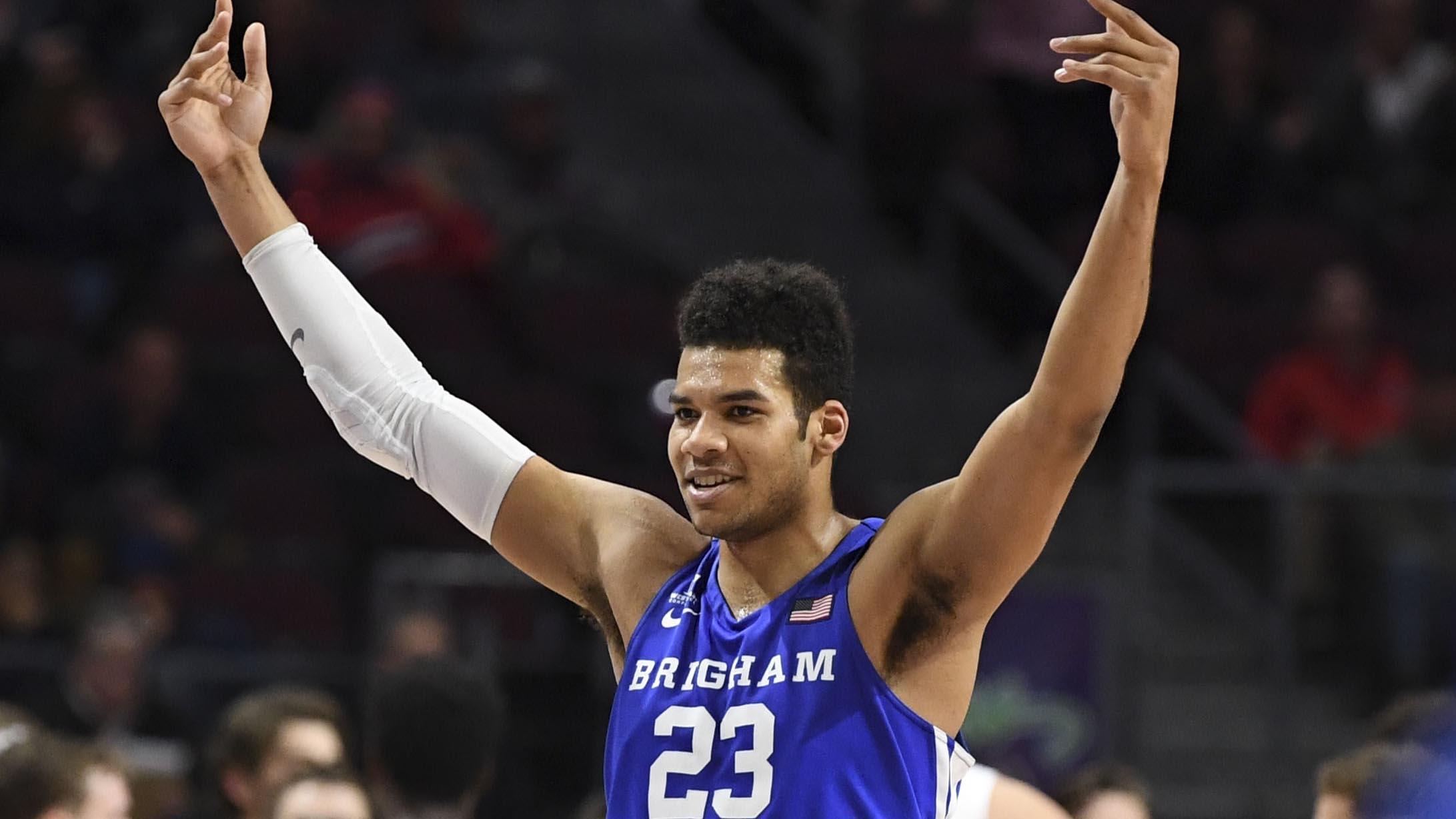 BYU's Yoeli Childs pumps up the crowd